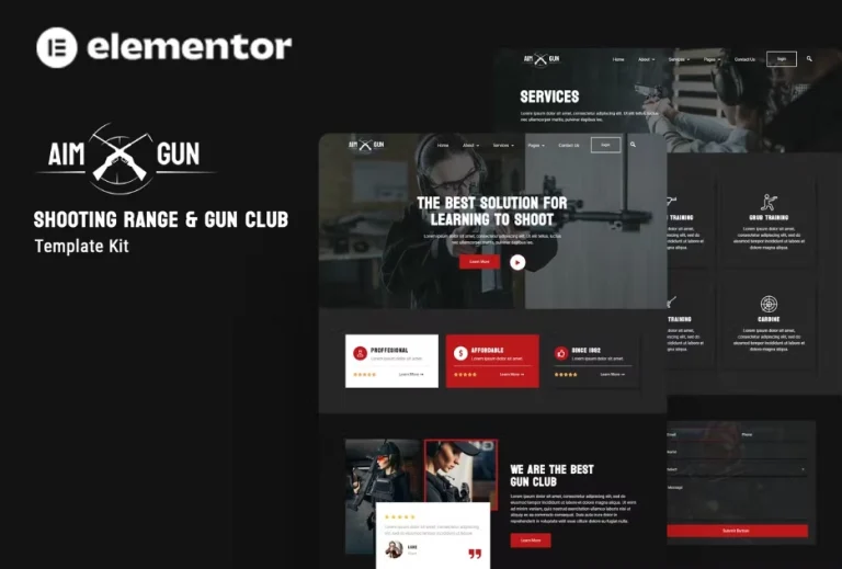 Aimgun – Shooting Range & Gun Club Elementor Template Aimgun – Shooting Range & Gun Club Elementor Template - Imagen 1