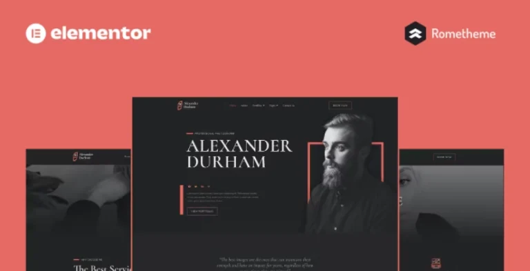 Alexander Durham – Portfolio Photography Elementor Pro Full Site Template Alexander Durham – Portfolio Photography Elementor Pro Full Site Template - Imagen 1