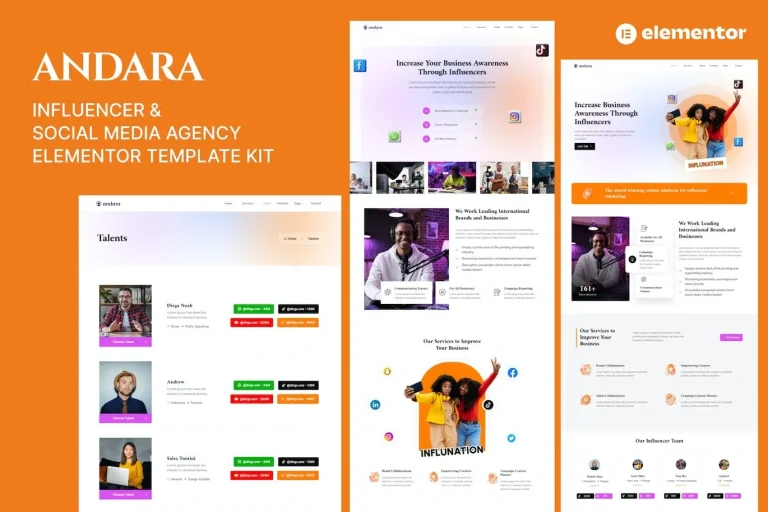 Andara – Influencer & Social Media Agency Template Andara – Influencer & Social Media Agency Template - Imagen 1