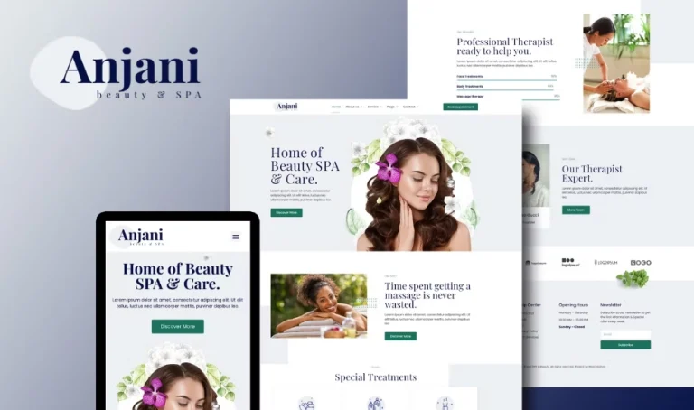 Anjani – Spa & Beauty Elementor Template Anjani – Spa & Beauty Elementor Template - Imagen 1