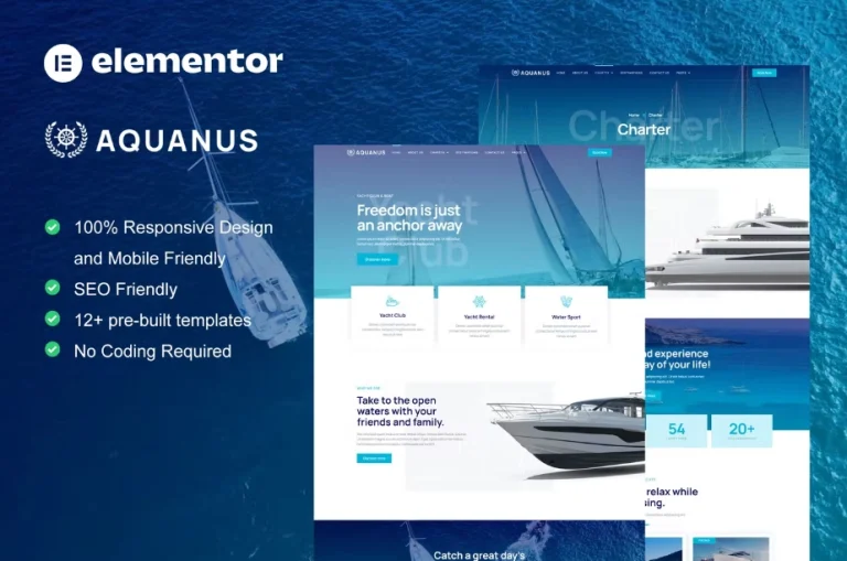 Aquanus – Yacht Club & Boat Rental Elementor Template Aquanus – Yacht Club & Boat Rental Elementor Template - Imagen 1