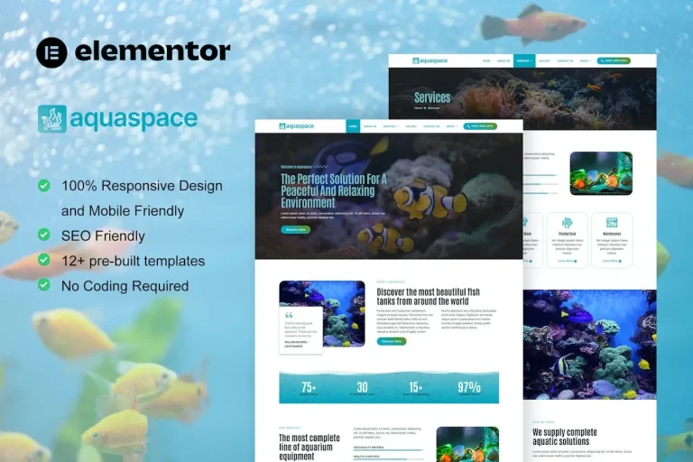 Aquaspace – Fish Aquarium & Aquascape Service Elementor Template Aquaspace – Fish Aquarium & Aquascape Service Elementor Template - Imagen 1