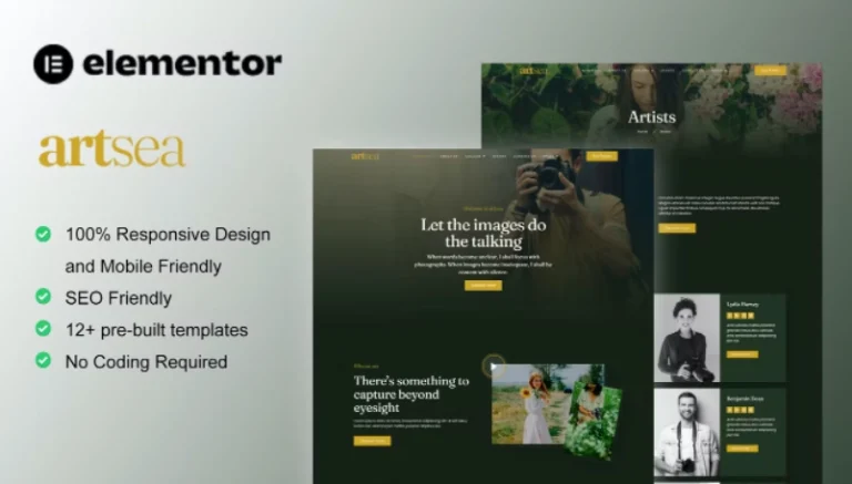 Artsea – Photography & Art Gallery Elementor Template Artsea – Photography & Art Gallery Elementor Template - Imagen 1