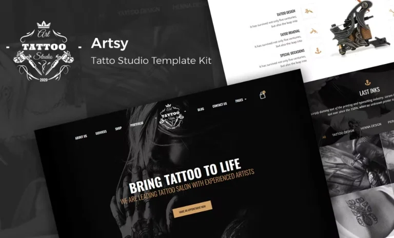Artsy – Tattoo Studio Elementor Template Artsy – Tattoo Studio Elementor Template - Imagen 1