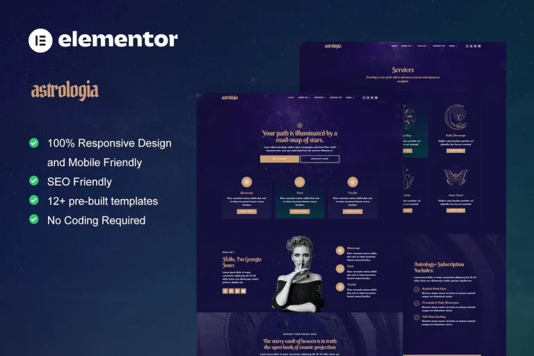 Astrologia – Horoscope Astrology Elementor Template Astrologia – Horoscope Astrology Elementor Template - Imagen 1