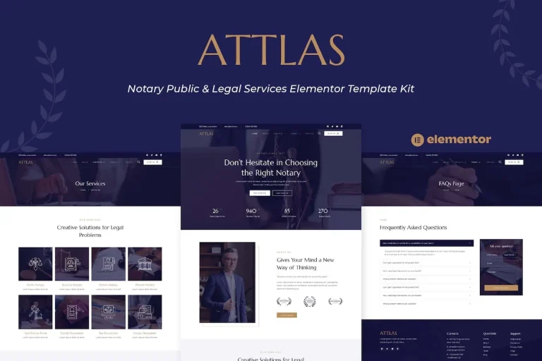 Attlas – Notary Public & Legal Services Elementor Template Attlas – Notary Public & Legal Services Elementor Template - Imagen 1