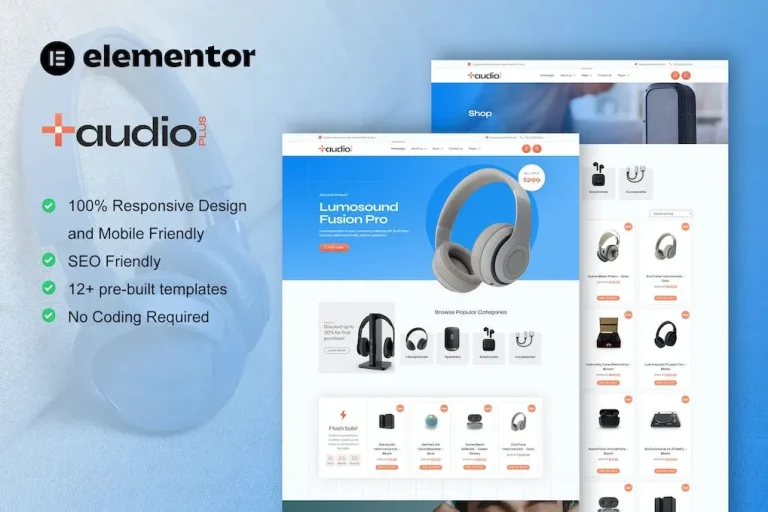 AudioPlus – Audio Store WooCommerce Elementor Template AudioPlus – Audio Store WooCommerce Elementor Template - Imagen 1
