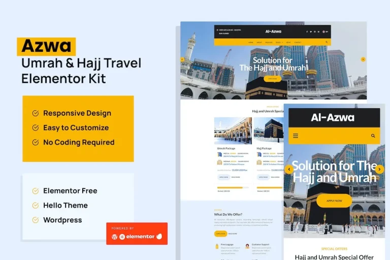 Azwa – Umrah & Hajj Tour Travel Elementor Template Azwa Umrah & Hajj Tour Travel Elementor Template - Imagen 1