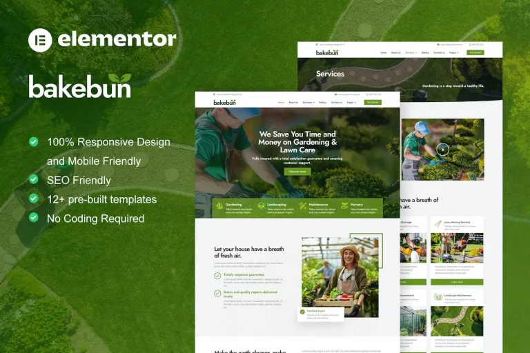 Bakebun – Landscape & Gardening Elementor Template Bakebun – Landscape & Gardening Elementor Template - Imagen 1