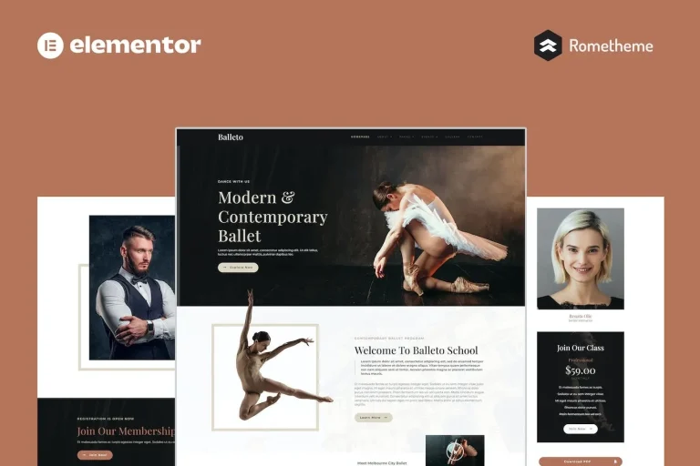 Balleto – Ballet School Elementor Pro Full Site Template Balleto – Ballet School Elementor Pro Full Site Template - Imagen 1