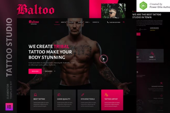 Baltoo – Tattoo Studio and Artist Elementor Template Baltoo – Tattoo Studio and Artist Elementor Template - Imagen 1