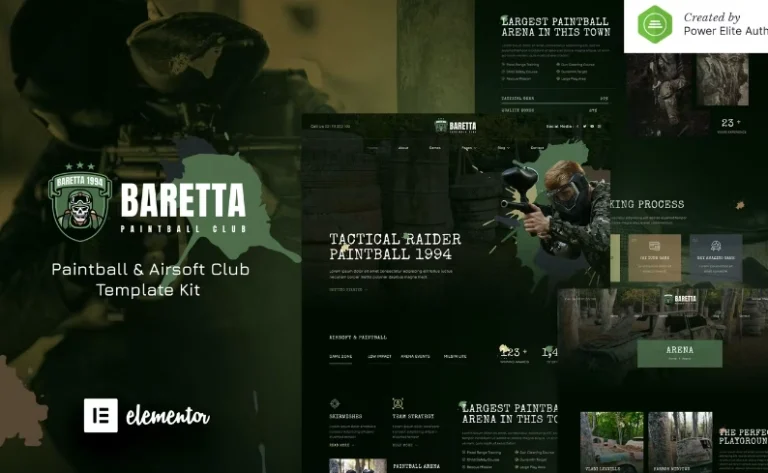 Baretta – Paintball & Airsoft Club Elementor Template Baretta – Paintball & Airsoft Club Elementor Template - Imagen 1