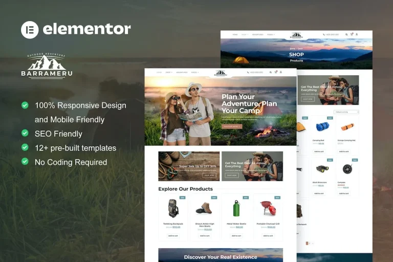 Barrameru – Outdoor Adventure Camping Store Elementor Pro Template Barrameru – Outdoor Adventure Camping Store Elementor Pro Template - Imagen 1
