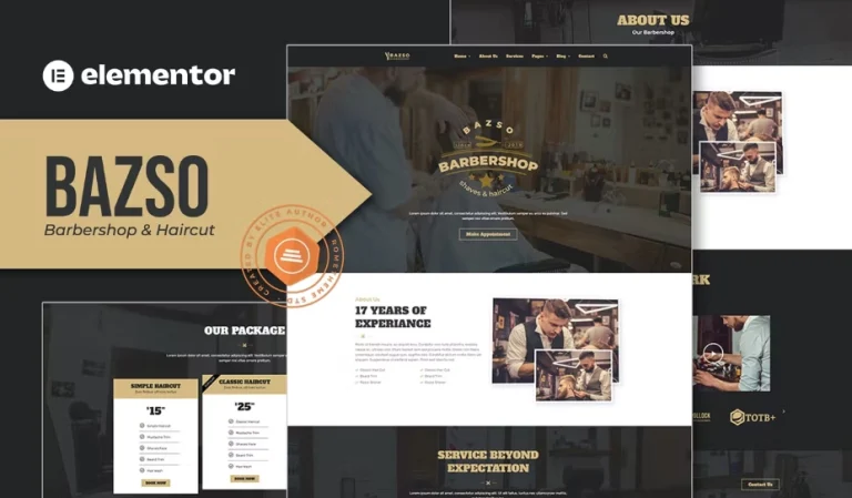 Bazso – Barbershop Elementor Template Bazso – Barbershop Elementor Template - Imagen 1