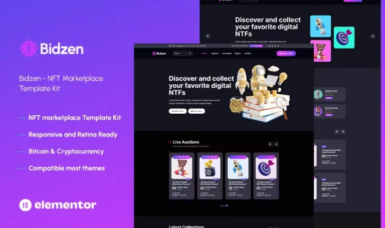 Bidzen – NFT Sales Elementor Template Bidzen – NFT Sales Elementor Template - Imagen 1