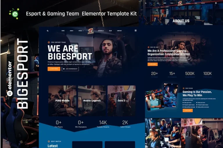 Bigesport – Esport & Gaming Team Elementor Template Bigesport – Esport & Gaming Team Elementor Template - Imagen 1
