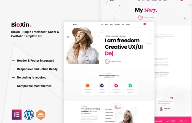 Bioxin – Single Freelancer CV & Portfolio Elementor Template Bioxin – Single Freelancer CV & Portfolio Elementor Template - Imagen 1
