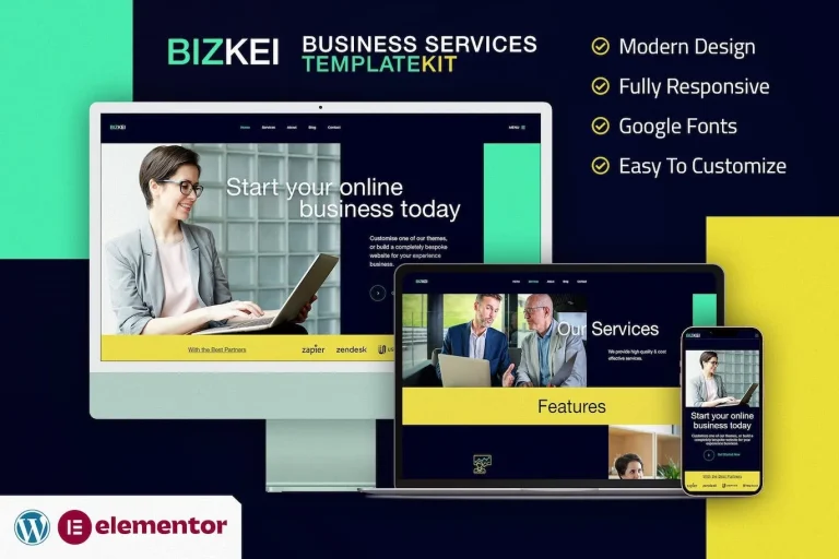 Bizkei | Business & Services Elementor Template Bizkei | Business & Services Elementor Template - Imagen 1