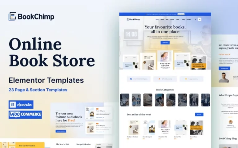 BookChimp – Online Book Store Website Elementor Template BookChimp – Online Book Store Website Elementor Template - Imagen 1