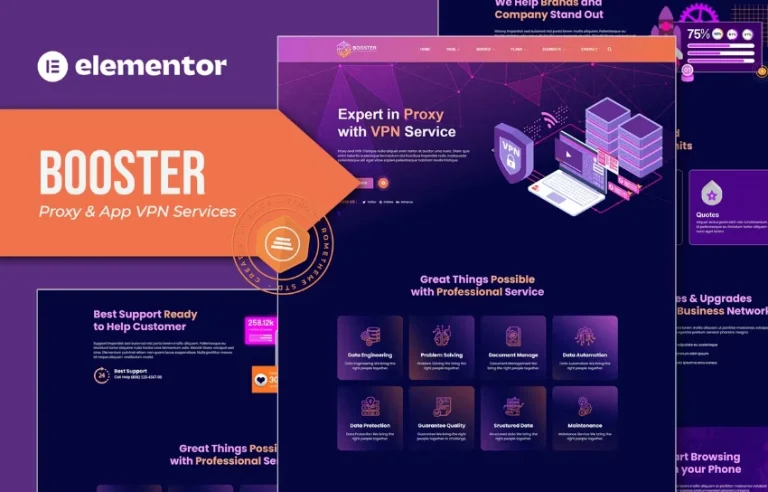 Booster – Proxy & App VPN Service Elementor Template Booster – Proxy & App VPN Service Elementor Template - Imagen 1