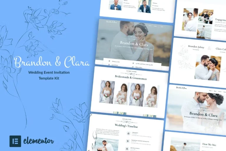 Brandon & Clara – Wedding Event Invitation Elementor Template Brandon & Clara – Wedding Event Invitation Elementor Template - Imagen 1