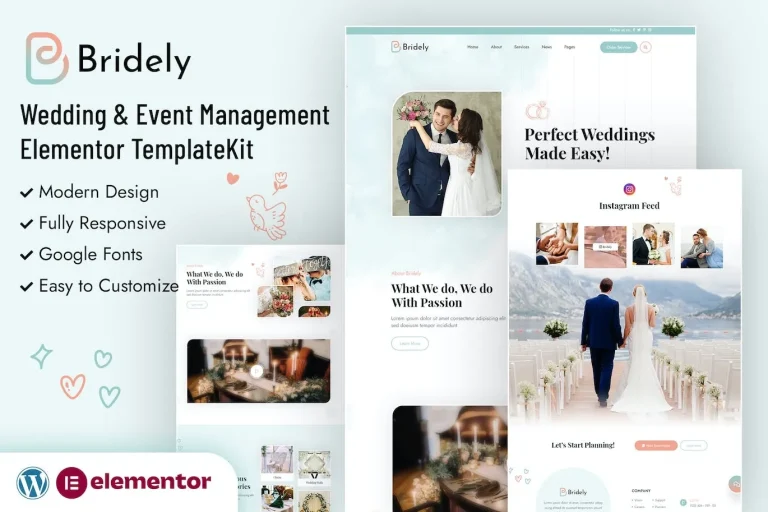 Bridely | Wedding & Event Management Elementor Template Bridely | Wedding & Event Management Elementor Template - Imagen 1