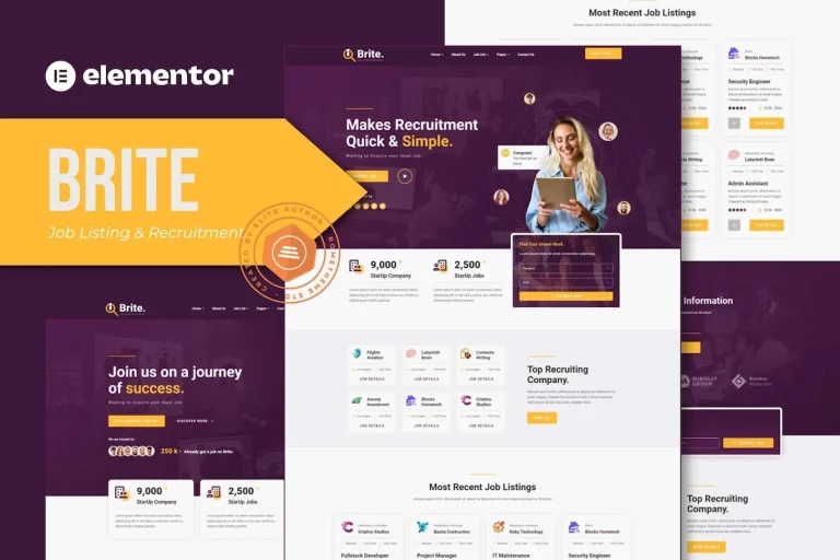 Brite – Job Listing & Recruitment Elementor Template Brite – Job Listing & Recruitment Elementor Template - Imagen 1