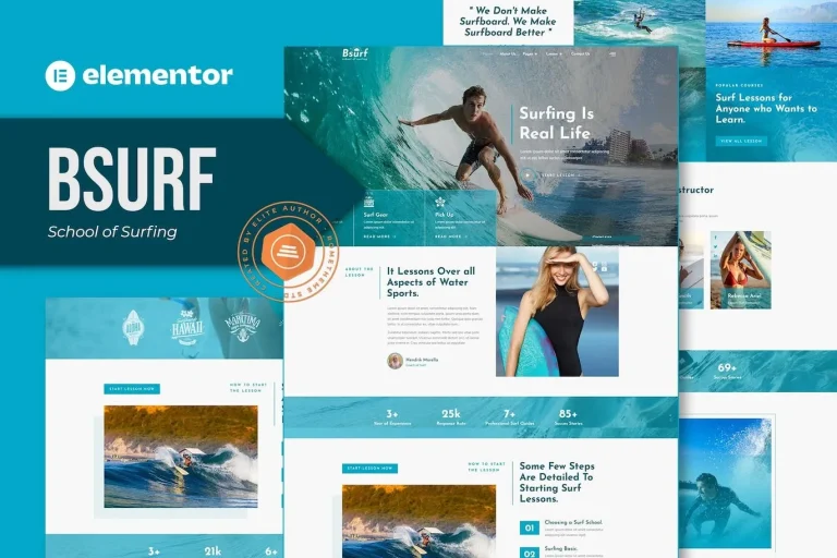 Bsurf – Surfing School Elementor Template Bsurf – Surfing School Elementor Template - Imagen 1