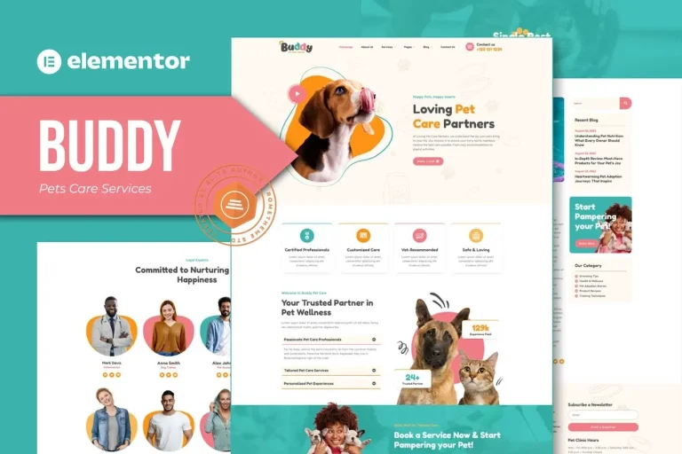 Buddy – Pet Care Services Elementor Template Buddy – Pet Care Services Elementor Template - Imagen 1