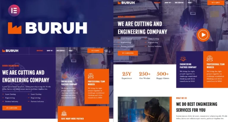 Buruh – Laser Cutting & Engineering Company Elementor Template Buruh – Laser Cutting & Engineering Company Elementor Template - Imagen 1