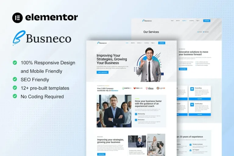 Busneco – Business Coach & Consulting Elementor Template Busneco – Business Coach & Consulting Elementor Template - Imagen 1