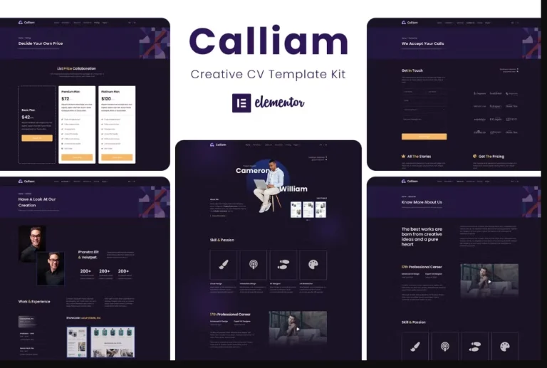 Calliam – Creative CV Elementor Template Calliam – Creative CV Elementor Template - Imagen 1