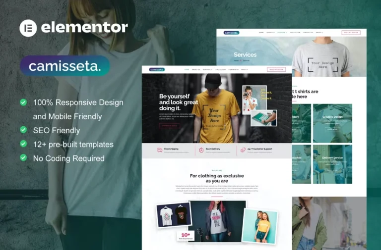 Camisetta – T Shirt Design & Printing Service Elementor Pro Template Camisetta – T Shirt Design & Printing Service Elementor Pro Template - Imagen 1
