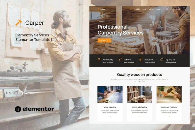 Carper – Carpenter & Craftman Elementor Template Carper – Carpenter & Craftman Elementor Template - Imagen 1