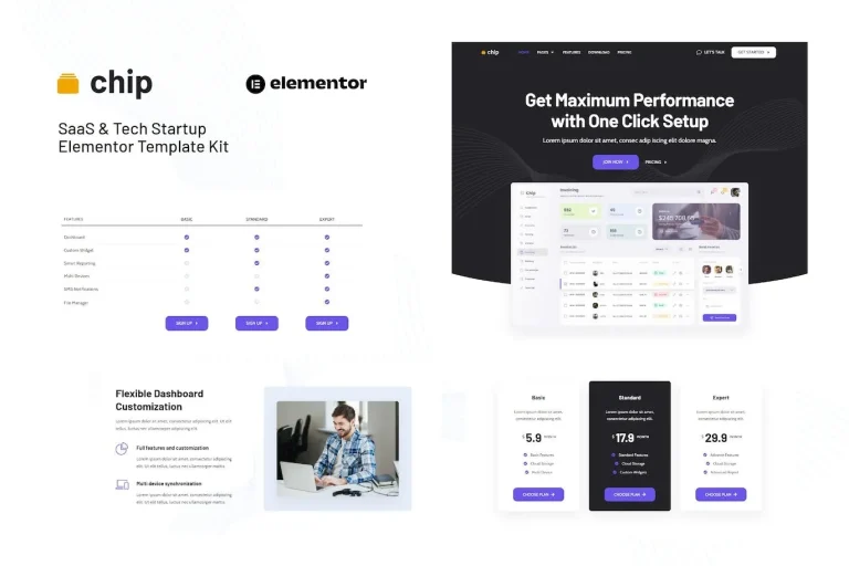 Chip – SaaS & Tech Startup Elementor Template Chip – SaaS & Tech Startup Elementor Template - Imagen 1