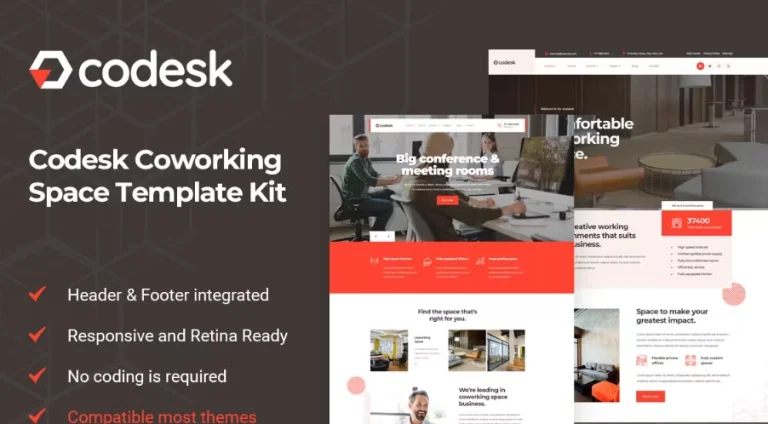 Codesk – Coworking Space Elementor Template Codesk – Coworking Space Elementor Template - Imagen 1