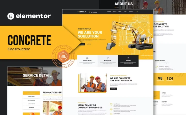 Concrete – Construction Elementor Template Concrete – Construction Elementor Template - Imagen 1
