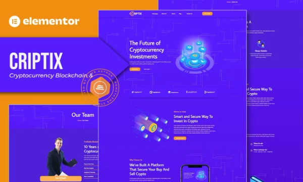 Criptix – Cryptocurrency Blockchain & Bitcoin Elementor Template Criptix – Cryptocurrency Blockchain & Bitcoin Elementor Template - Imagen 1