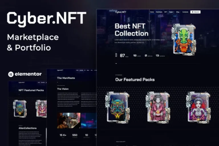 Cyber.NFT Marketplace & Portfolio Elementor Template Cyber NFT Marketplace & Portfolio Elementor Template - Imagen 1