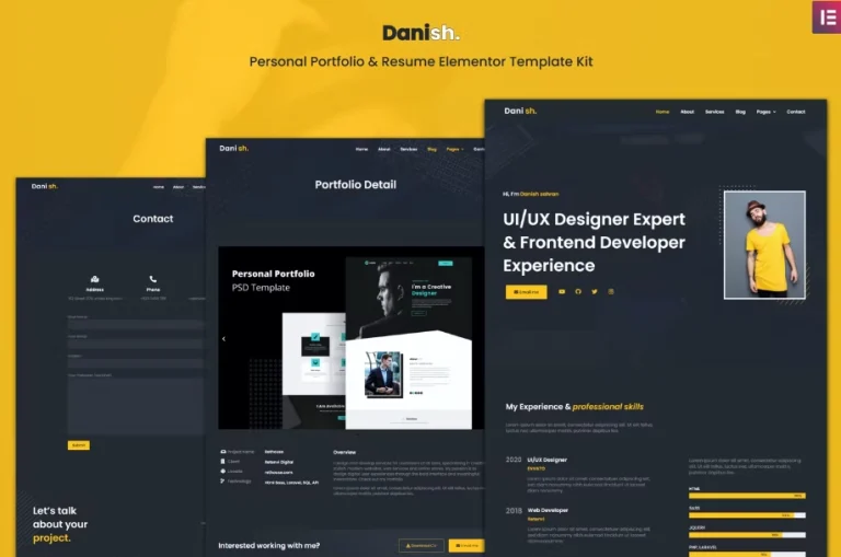 Danish – Personal Portfolio & Resume Elementor Template Danish – Personal Portfolio & Resume Elementor Template - Imagen 1