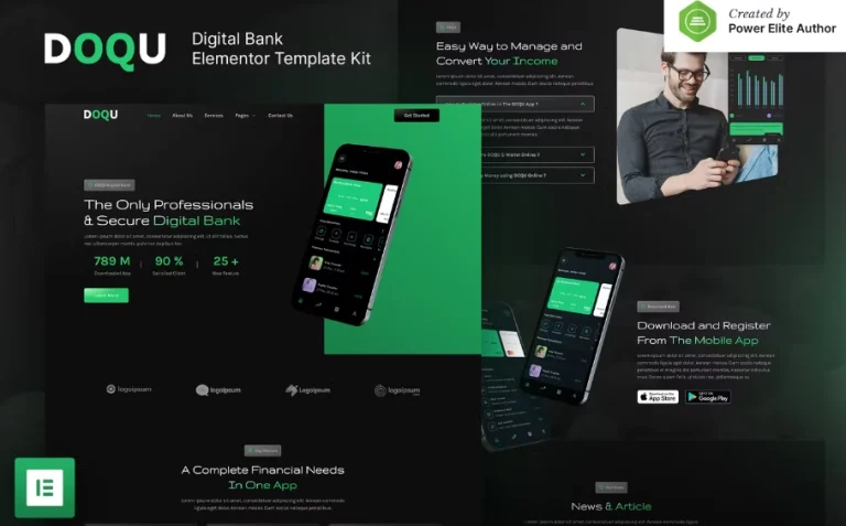 DOQU – Dark Digital Bank & E-Wallet Elementor Template DOQU – Dark Digital Bank & E-Wallet Elementor Template - Imagen 1