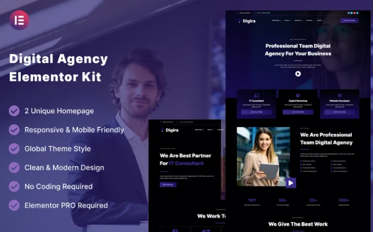 Digira – Digital Agency Services Elementor Template Digira – Digital Agency Services Elementor Template - Imagen 1
