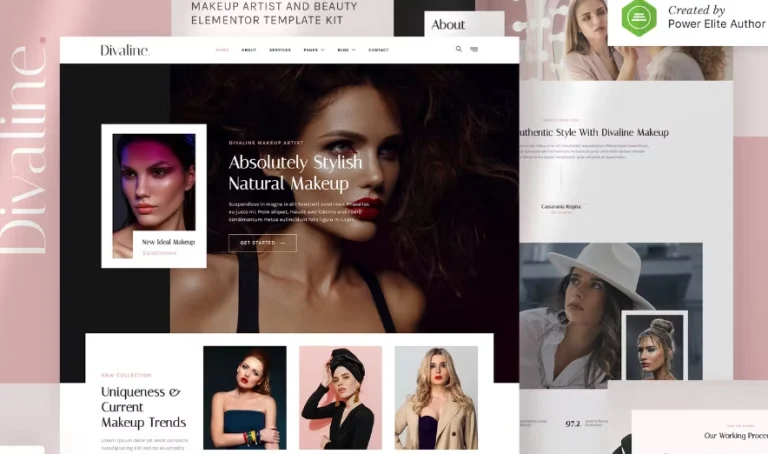 Divaline – Makeup Artist, Model & Beauty Elementor Template Divaline – Makeup Artist, Model & Beauty Elementor Template - Imagen 1