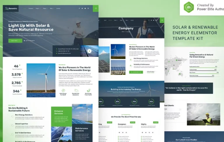 Dometric – Solar & Renewable Energy Elementor Template Dometric – Solar & Renewable Energy Elementor Template - Imagen 1