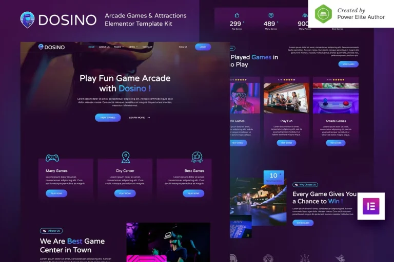Dosino – Arcade Games & Attractions Elementor Template Dosino – Arcade Games & Attractions Elementor Template - Imagen 1