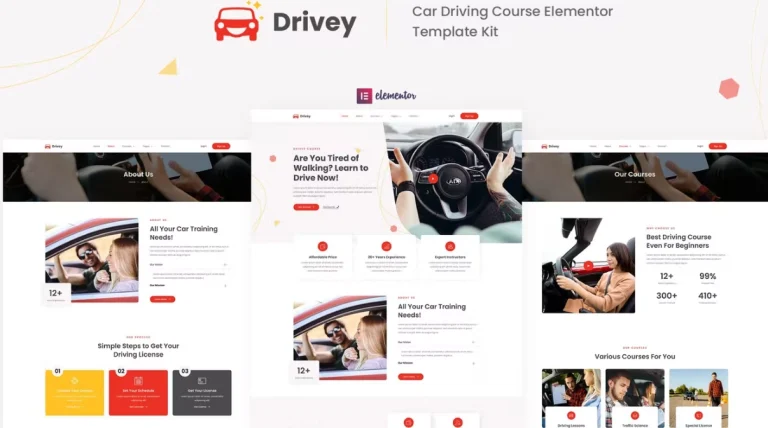 Drivey – Car Driving Course Elementor Template Drivey – Car Driving Course Elementor Template - Imagen 1