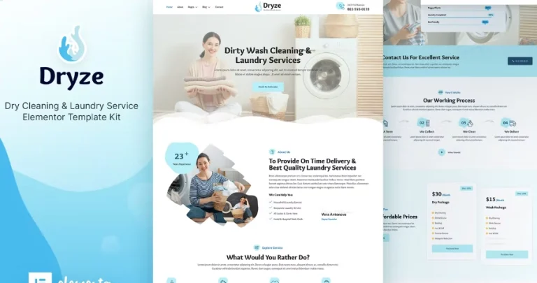 Dryze – Dry Cleaning & Laundry Service Elementor Template Dryze – Dry Cleaning & Laundry Service Elementor Template - Imagen 1