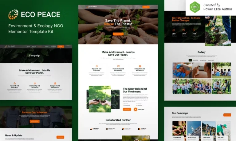 EcoPeace – Environment & Ecology NGO Elementor Template EcoPeace – Environment & Ecology NGO Elementor Template - Imagen 1