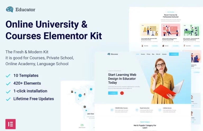 Educator – Online University & Courses Elementor Template Educator – Online University & Courses Elementor Template - Imagen 1