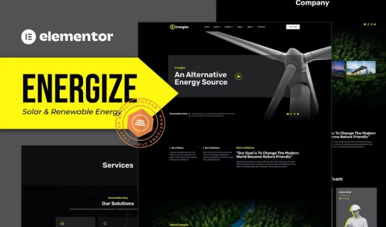 Energize – Solar & Renewable Energy Elementor Template Energize – Solar & Renewable Energy Elementor Template - Imagen 1